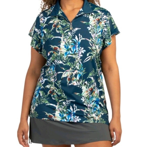 Kastel Denmark Women's Short Flutter Sleeve UPF30+ Botanical Top Size XXS - Picture 1 of 2